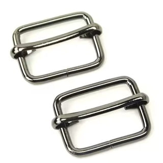 TWO SLIDER BUCKLES 1" GUNMETAL