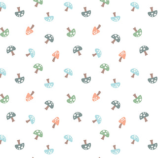 COZY FOREST COMFORT FLANNEL FOREST MUSHROOMS WHITE 14714F09B