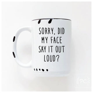 SORRY MY FACE MUG WHITE