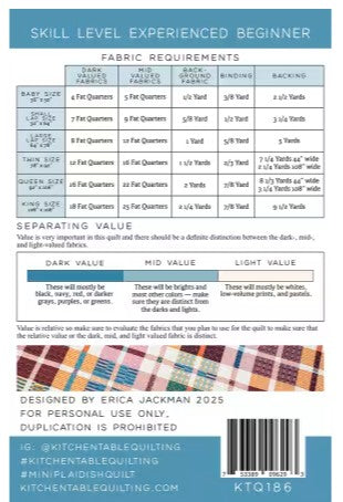 MINI PLAID-ISH QUILT PATTERN KITCHEN TABLE QUILTING