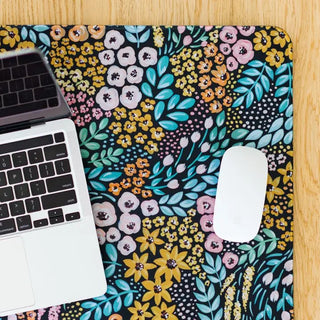 BLACK FLORAL DESK PAD SMALL
