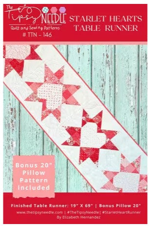 STARLET HEARTS TABLE RUNNER TIPSY NEEDLE PATTERN