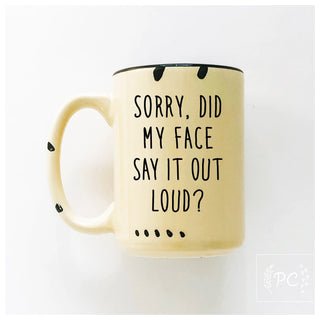 SORRY MY FACE MUG YELLOW