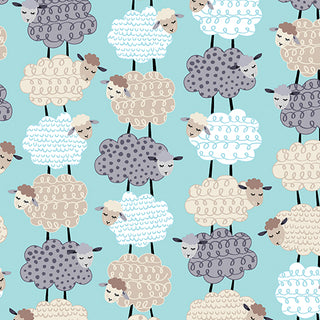 SWEET DREAMS FLANNEL STACKED SHEEP AQUA 12495F04B