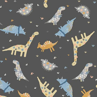 BABY DINO COMFORT FLANNEL HAPPY DINOSAURS DARK GREY 14467F13B