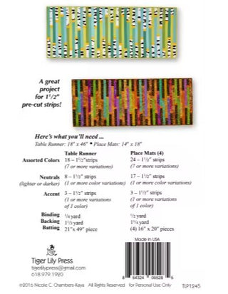 STRAIGHT & EASY TABLE RUNNER AND PLACE MATS - TIGER LILY PRESS