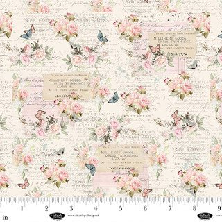 PARISIANSNIP ROSES WITH TEXT 4298-41 ECRU