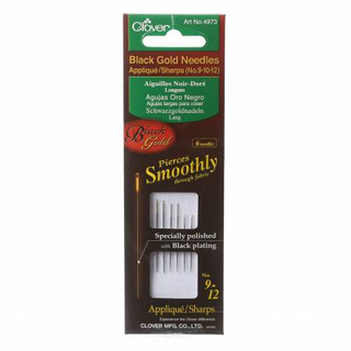 Clover Black Gold Applique Needle ~ Sizes 9 - 12 6 Count