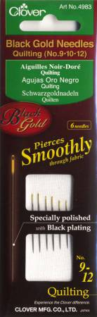 Clover Black Gold Between Needle ~ Sizes 9 - 12 6 Count