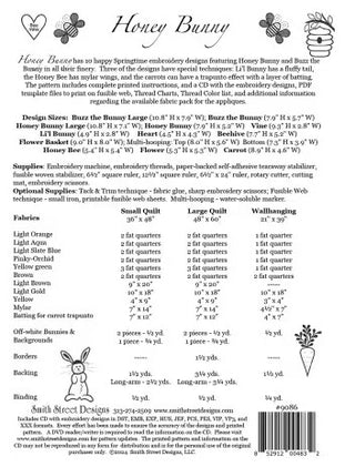 HONEY BUNNY EMBROIDERY MACHINE PATTERN