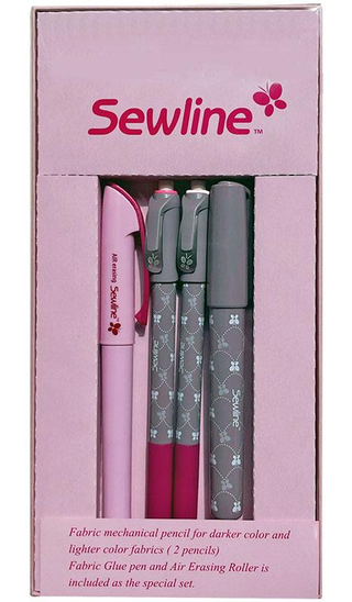 SEWLINE LIMIT EDITION GIFT SET GLUE PEN EARASING ROLER FABRIC MECHANICAL PENCIL INCLUDED