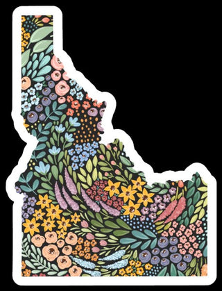 IDAHO FLORAL STATE STICKER BLACK FLORAL