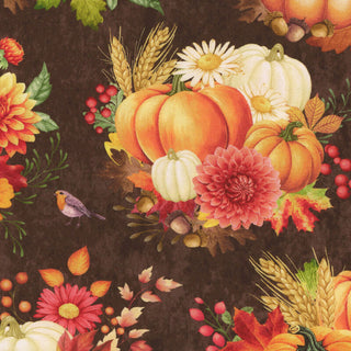 HARVEST-CD3512 BROWN PUMPKIN FLORAL BOUQUET