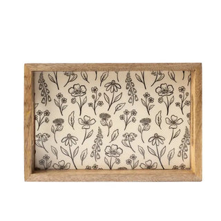 FLORAL MANGO WOOD TRAY- PRESSED FLORAL