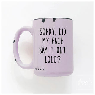 SORRY MY FACE MUG PURPLE