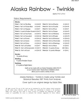 ALASKA RAINBOW-TWINKLE PATTERN BY LAUNDRY BASKET QUILTS