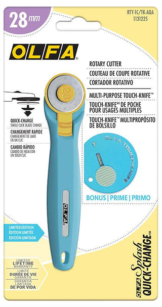OLFA ROTARY 28MM  CUTTER RTY-1C/TK-AQA SPLASH AQUA