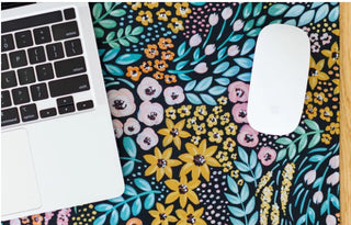 BLACK FLORAL DESK PAD