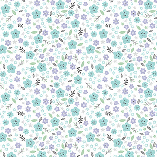DOODLE BABY FLANNEL DREAM FLOWER TURQ/WHT 13228F81B
