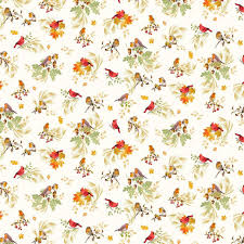 HARVEST-CD3519 CREAM CARDINAL ON BRANCHES