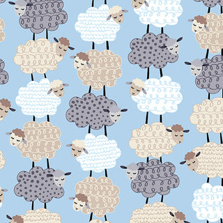 SWEET DREAMS FLANNEL SWEET STACKED SHEEP BLUE 12495F05B