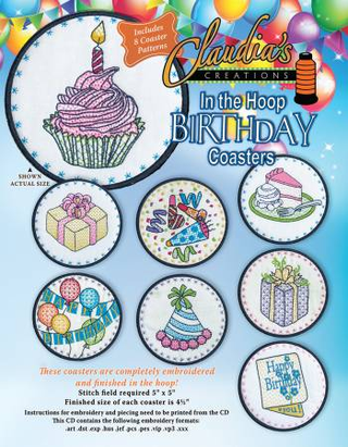 IN THE HOOP BIRTHDAY COASTERS W/CD - CLAUDIA'S CREATIONS