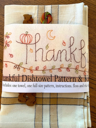 THANKFUL--BAREROOTS EMBROIDERED DISHTOWEL KIT