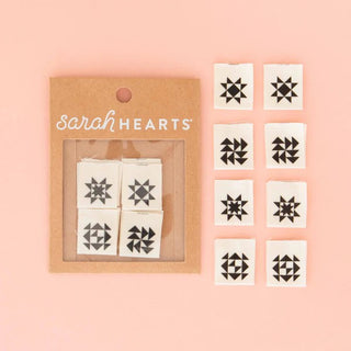 BLACK QUILT BLOCK SARAH HEART TAGS