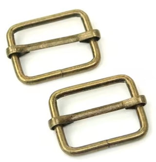 TWO SLIDER BUCKLES 1" ANTIQUE