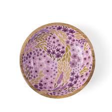 LILAC FLORAL WOOD BOWL