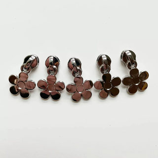 Flower Zipper Pulls Gunmetal by Sallie Tomato
