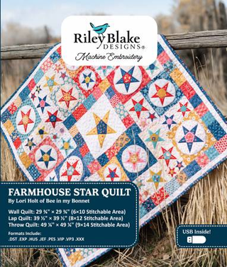 FARMHOUSE STAR QUILT MACHINE EMBROIDERY RILEY BLAKE USB