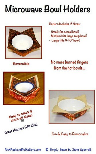 INSULATED BOWL HOLDERS - RICK RACK AND POLKA DOTS