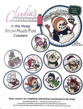 IN THE HOOP SNOW MUCH FUN COASTERS CD, CLAUDIA'S CREATIONS