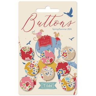 JUBILEE FARM FLOWERS BUTTONS TILDA COLOR PINK RED CREAM
