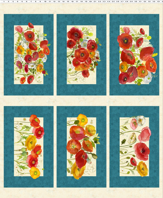 Y3985-104 POPPY DREAMS PANEL TEAL