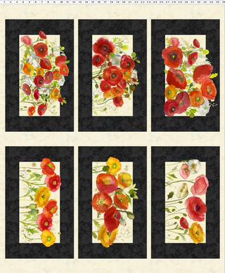 Y3985-3 POPPY DREAMS PANEL BLACK