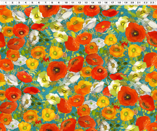 Y3986-104 POPPY DREAMS POPPIES TEAL