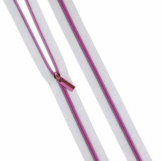 TULA PINK ZIPPER BY YARD WHITE TAPE AND PINK COIL 9 PULLS 3YDS SALLIE TOMATO