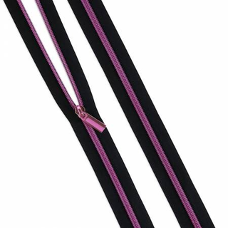 TULA PINK ZIPPER BY YARD BLACK TAPE AND PINK COIL 9 PULLS 3YDS SALLIE TOMATO